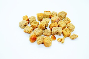 Dry rye crackers located on a white background
