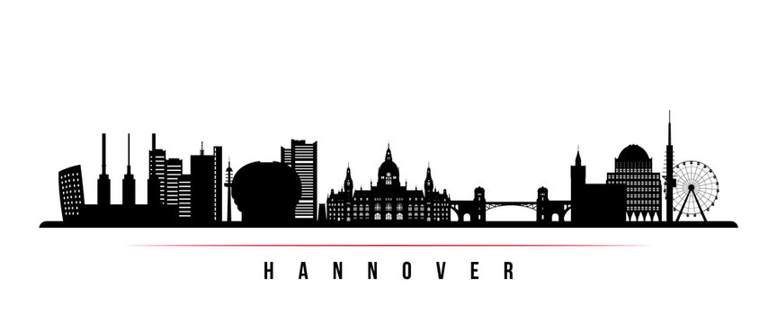 Hannover  skyline horizontal banner. Black and white silhouette of Hannover, Germany. Vector template for your design.