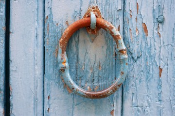 old horseshoe on wooden wall