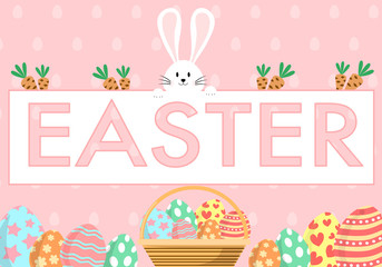 easter greeting card with bunny and eggs