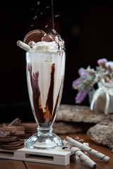 dessert with whipped cream and chocolate