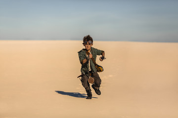 Post-apocalyptic Warrior Boy Outdoors in Desert Wasteland