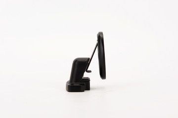 Various metal door stop tools on white background