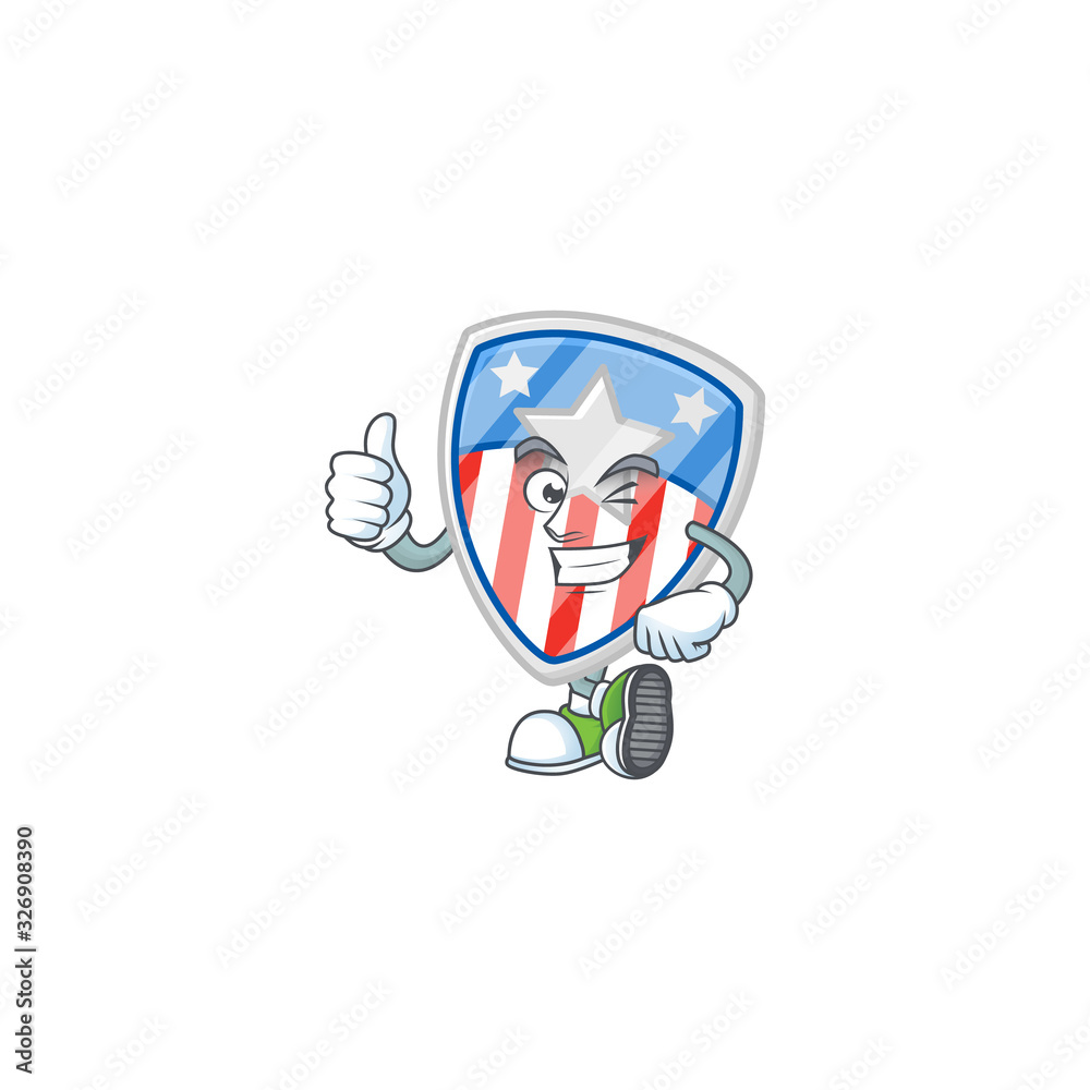 Canvas Prints A mascot icon of shield badges USA with star making Thumbs up gesture