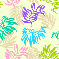 colorful seamless pattern with areca palm