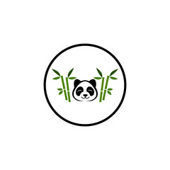 Cute Panda face icon in flat style
