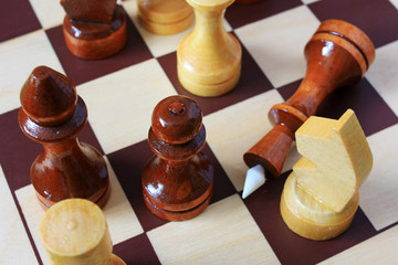 Chess king lies on a chessboard