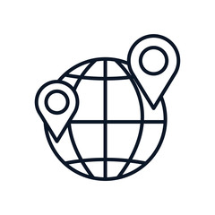 Isolated global sphere and gps marks line style icon vector design