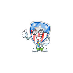 Shield badges USA with star successful Businessman wearing glasses