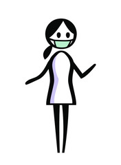 Flipchart style drawing of woman in antivirus mask