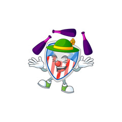 Fototapeta na wymiar Smart shield badges USA with star cartoon character style playing Juggling