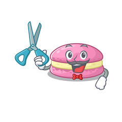 Cartoon character of Sporty Barber strawberry macarons design style
