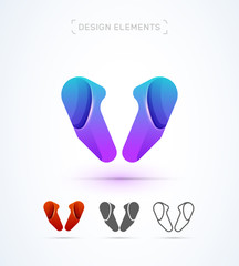 Vector abstract letter W logo design template. 3d, flat and line style