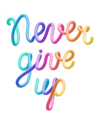 Never give up lettering