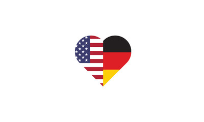 USA Germany heart shape love symbol national flag countries friendship 