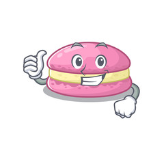 Funny strawberry macarons making Thumbs up gesture