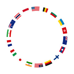 A lot of flags of sovereign states arranged in round frame on a white background - 326913986