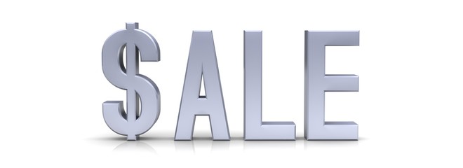 Sale text 3d Dollar sign silver letters