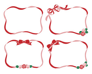 Ribbon and rose frame illustration