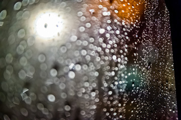 Bokeh of light with water drop