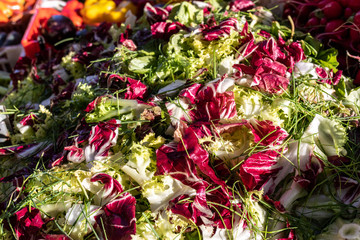 Fresh salad leaves mix at a farmers market in Italy