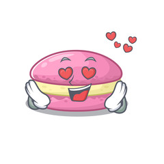 Romantic falling in love strawberry macarons cartoon character concept