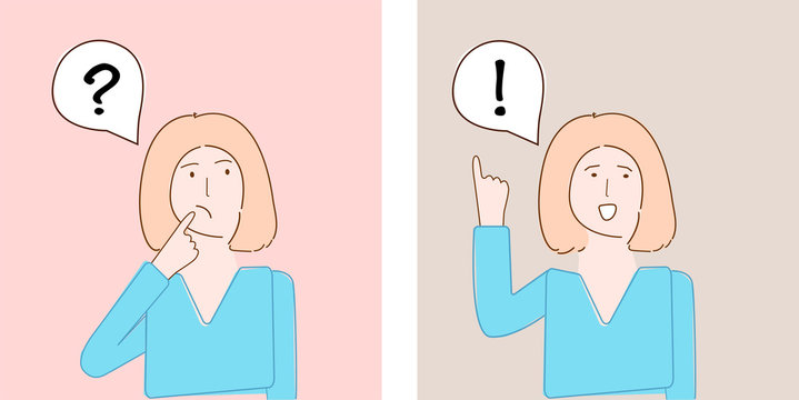 Vector image girl wondered. Image of a confused person