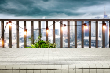 Desk of free space and spring time background 