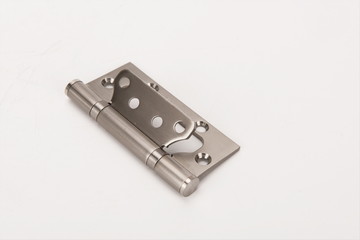 Metal spring butt hinge on a white background