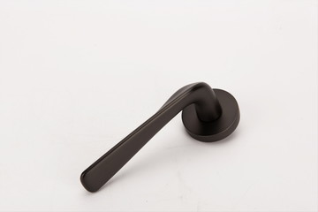 Black long handle door handle on white background