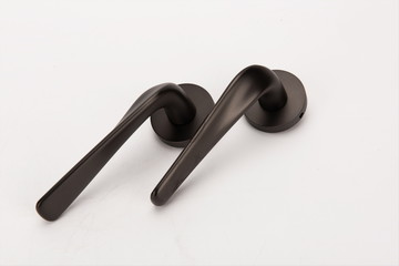 Black long handle door handle on white background