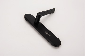 Black long handle door handle on white background