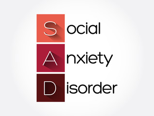 SAD - Social Anxiety Disorder acronym, concept background