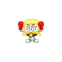 A sporty Boxing golden slot machine cartoon character design style