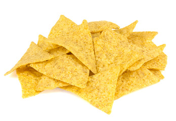 Fototapeta premium Corn chips, nachos isolated on white background.