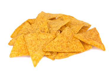 Fototapeta premium Corn chips, nachos isolated on white background.