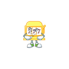 Golden slot machine mascot icon design style with Smirking face