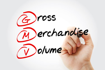 GMV, Gross Merchandise Volume acronym, business concept background