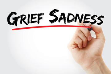 Grief sadness text with marker, concept background