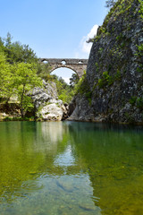 Fototapeta na wymiar Ancient aqueduct in Kemerdere Village