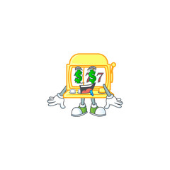 cartoon character style of golden slot machine with Money eye