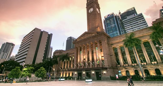 Time Lapse Of The Brisbane City Council Located Adjacent To King George Square,