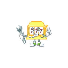 happily Mechanic golden slot machine cartoon character design