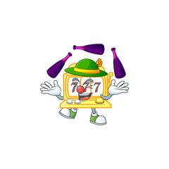 Smart golden slot machine cartoon character style playing Juggling
