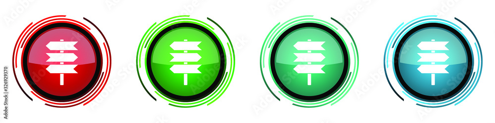 Fototapete Signpost, information, post round glossy vector icons, set of buttons for webdesign, internet and mobile phone applications in four colors options isolated on white background