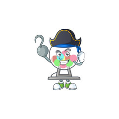 Calm one hand Pirate lottery machine ball mascot design wearing hat