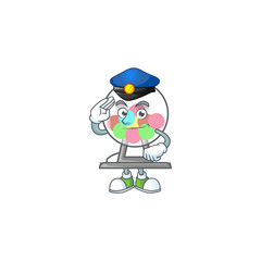 A character design of lottery machine ball working as a Police officer