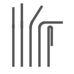 Drinking straws silhouette set. Vector set. Various bends