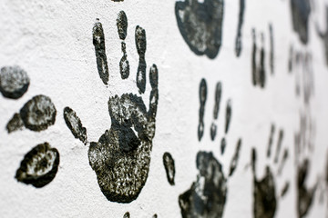 Handprints on a wall
