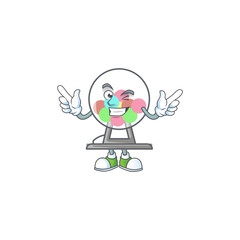 A comical face lottery machine ball mascot design with Wink eye